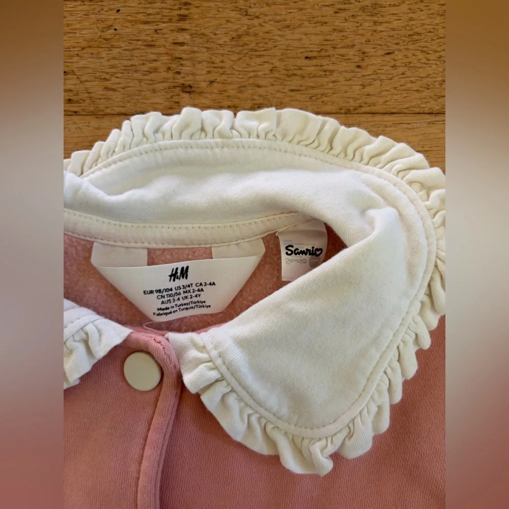 Hello kitty Peter Pan collar ruffle cardigan jacket pink size 3/4 H&M